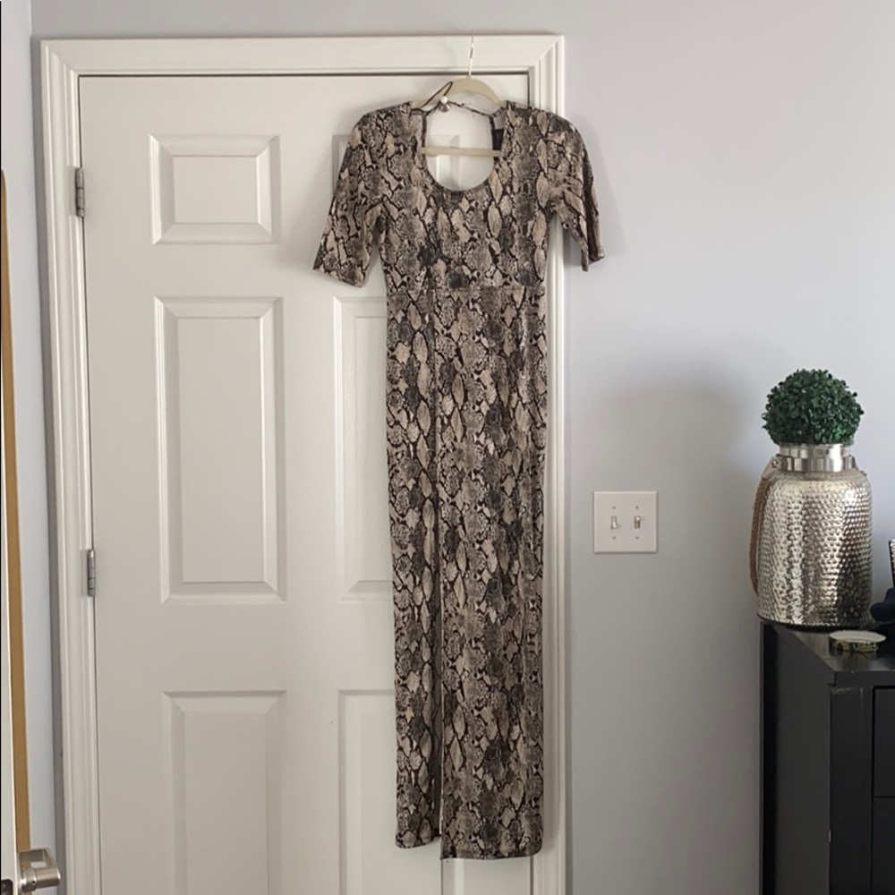 Snake print maxi dress with split